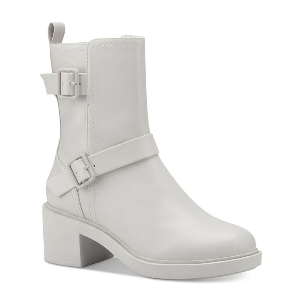 ALFANI Womens White Chantal Round Toe Block Heel Heeled Boots 9.5 M